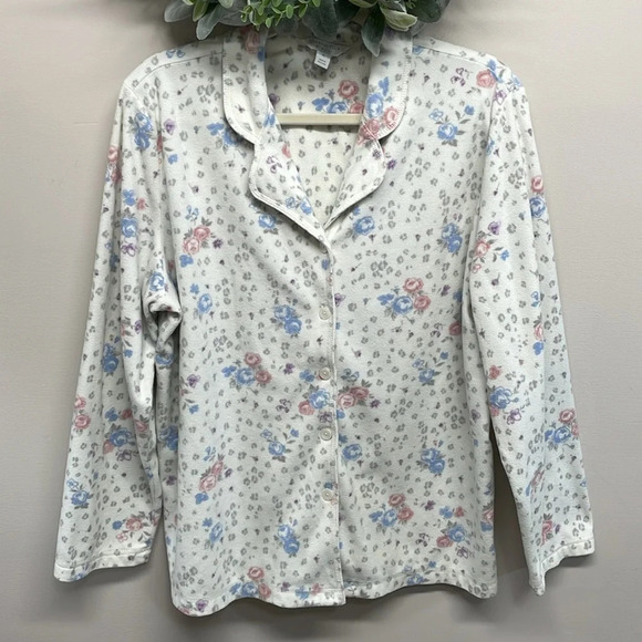 Charter Club Intimates Long Sleeve Button Down Pajama Set White Floral XL - Picture 4 of 16